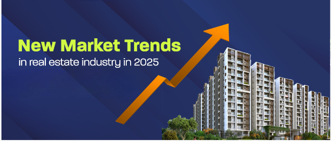 Hyderabad real estate trends 2025 with buildings and growth chart.
